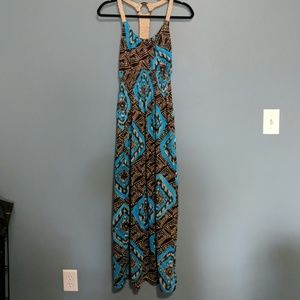 Brown and teal maxi dress
